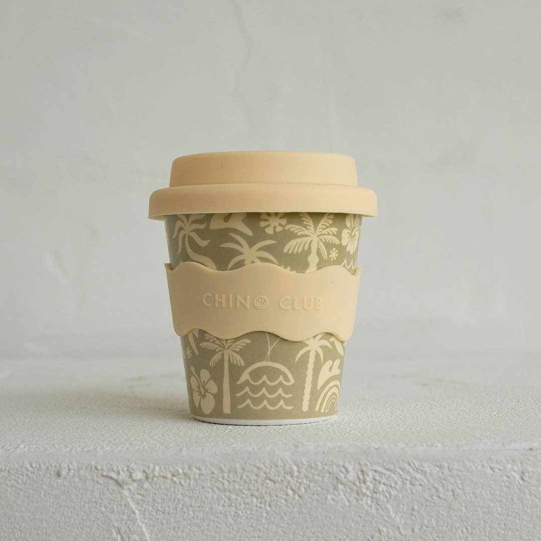 Moana Babychino Cup 4oz with beige lid and tropical design for toddlers