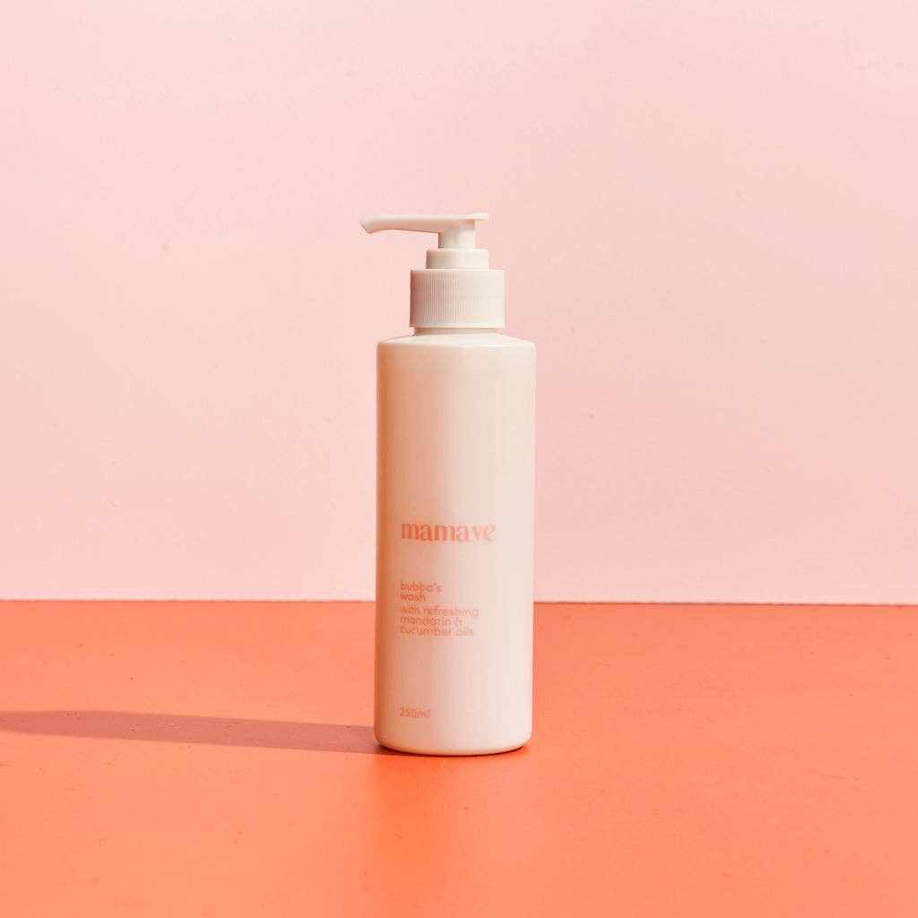 Bubba's Wash baby hair and body cleanser with Calendula, Mandarin oil, and cucumber in a pump bottle