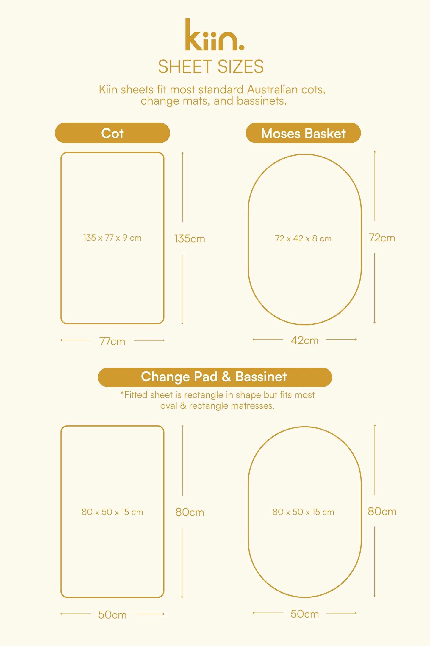 Kiin Organic Change Pad fitted sheet made of soft organic cotton and bamboo blend for bassinet and change mats