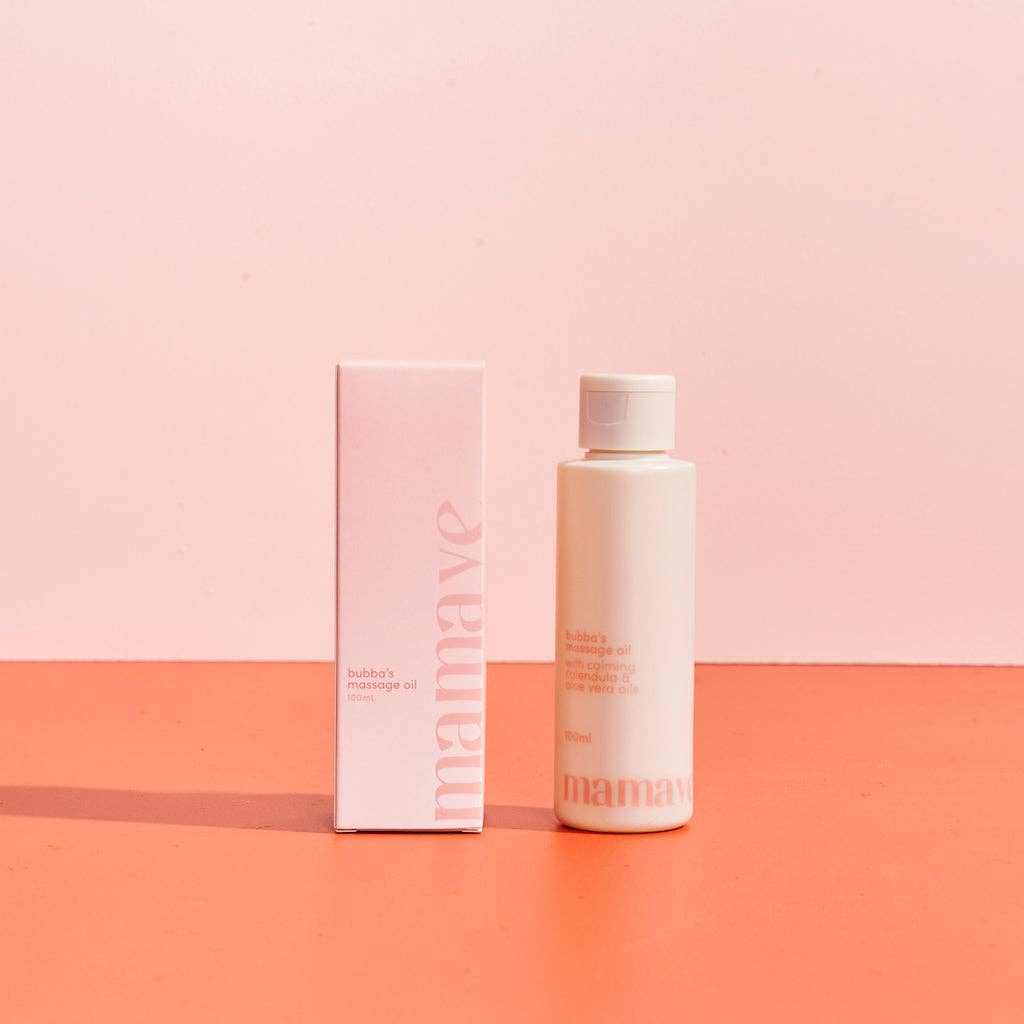 Bubba's Massage Oil with Calendula, Aloe Vera, and calming essential oils for baby skincare and massage