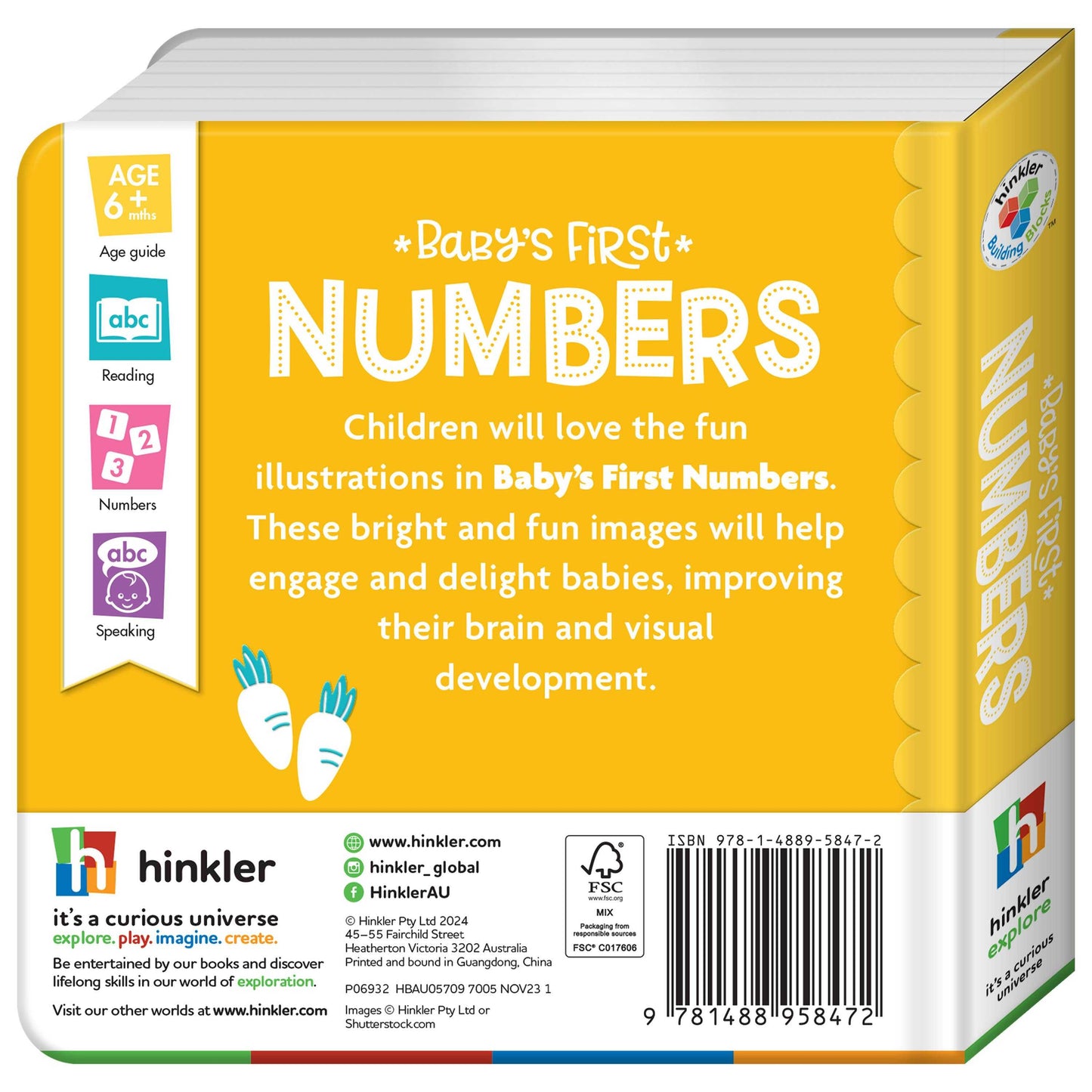 Numbers Board Book for babies and toddlers with bright illustrations to teach counting 1-10 and support early learning development