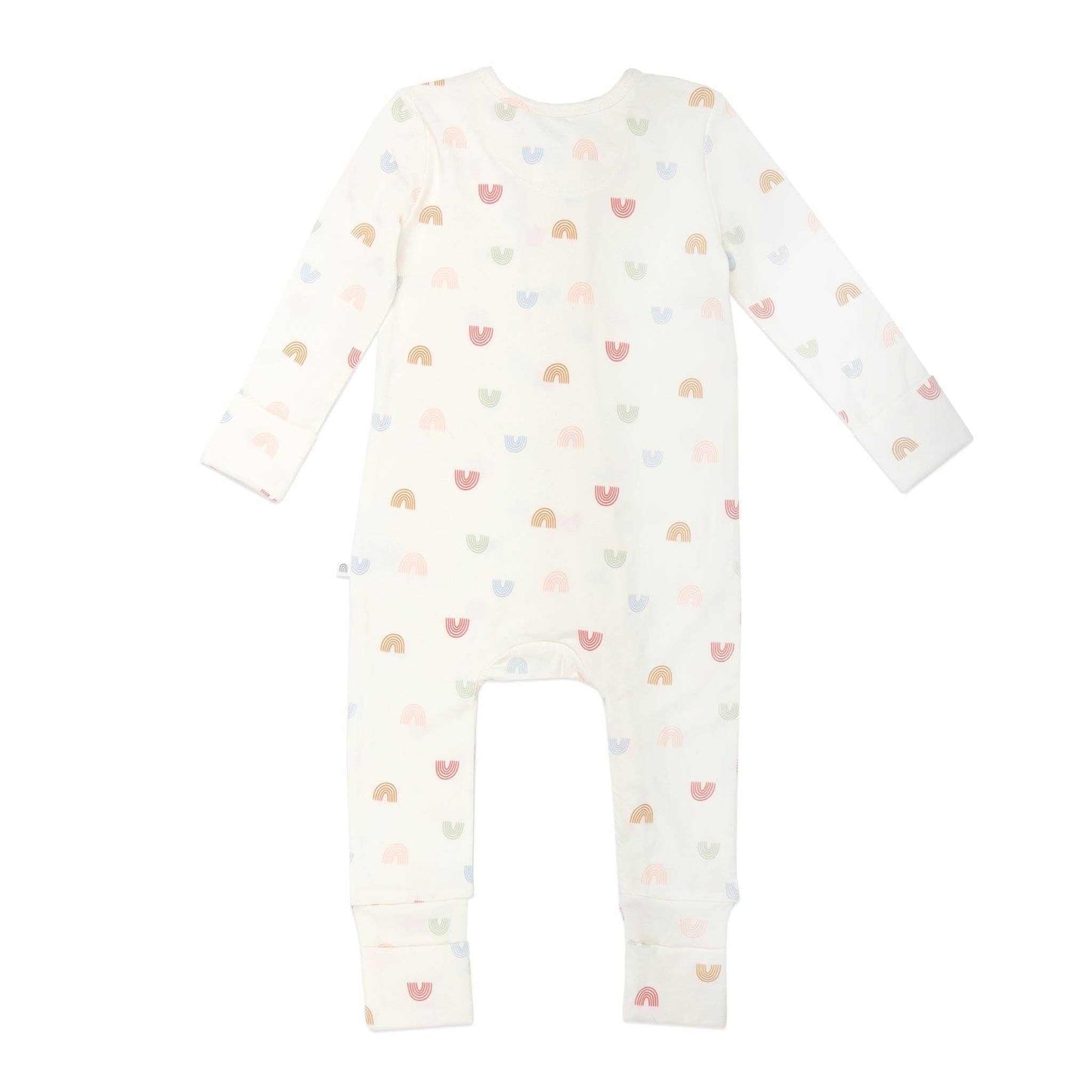 Kynd Day or Night Onesie in soft sustainable fabric with rainbow print and fold-over cuffs for newborns