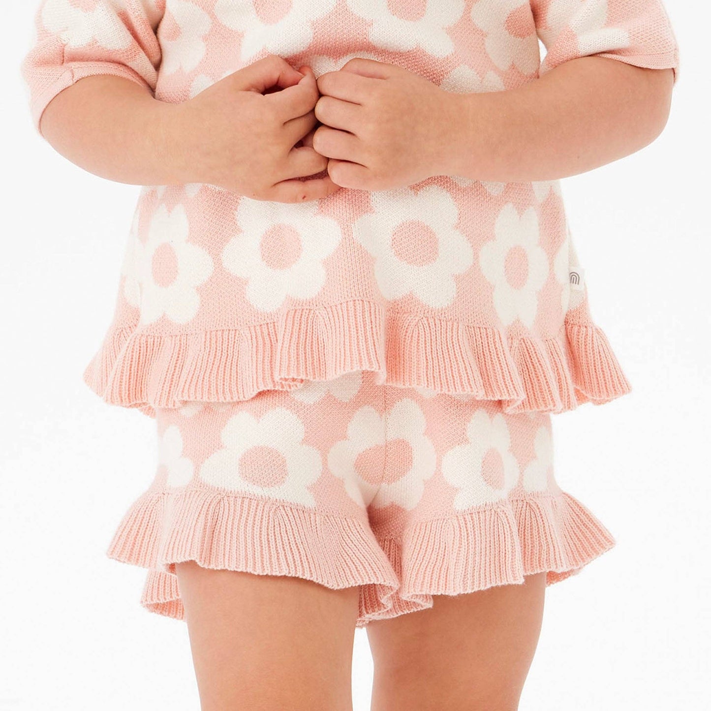 Kynd Jacquard Knit Frill Short - Pearl