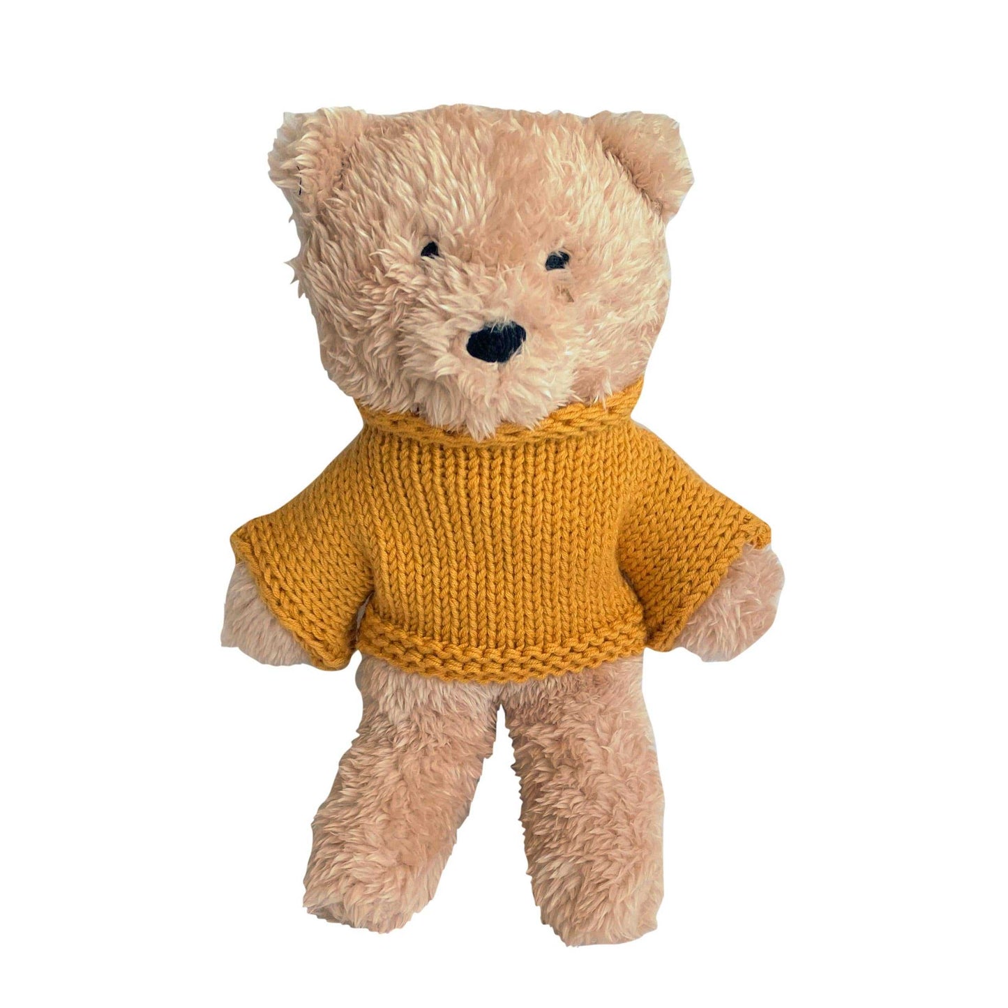 Dulcie the Bear soft plush stuffed animal wearing yellow sweater for kids