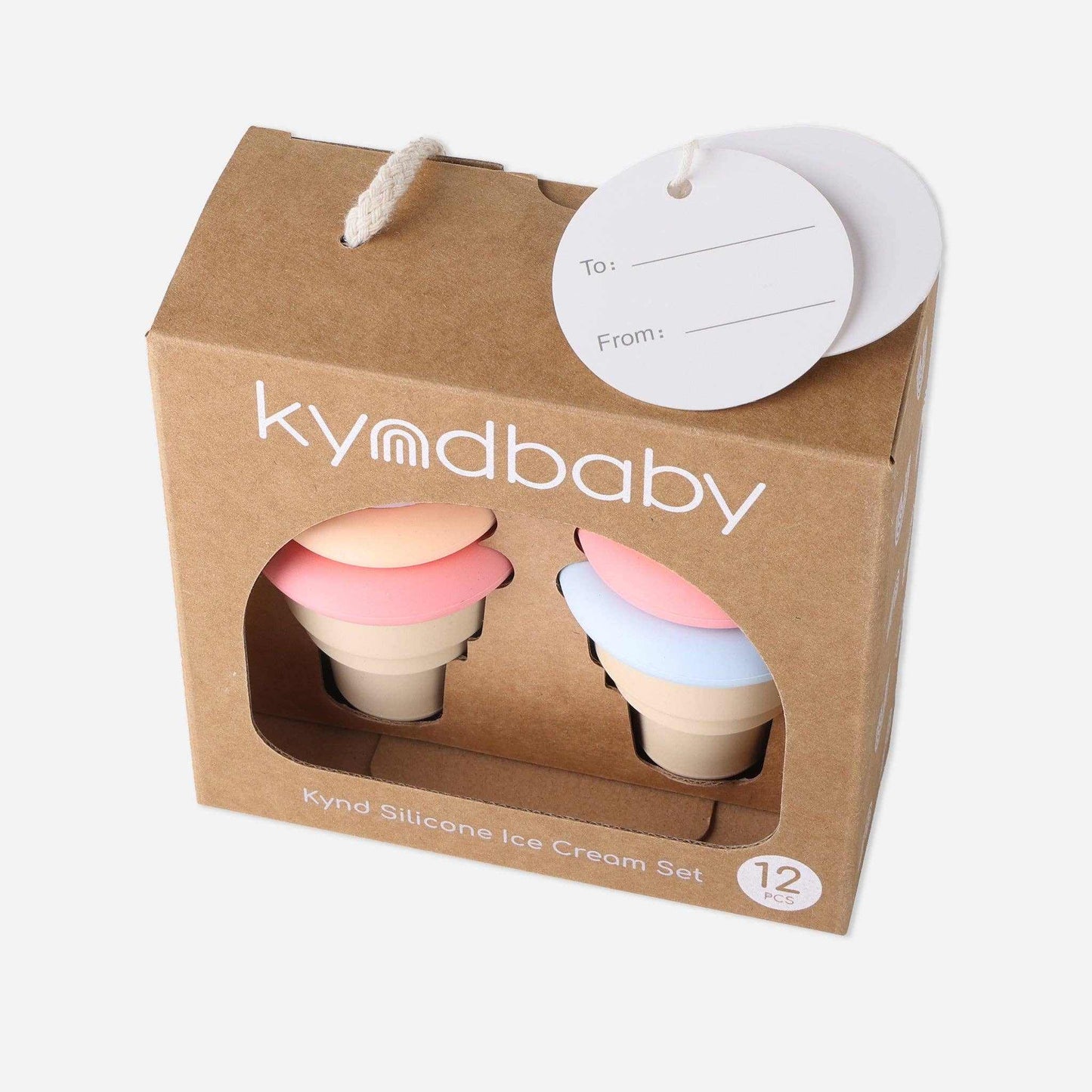 Kynd Silicone Ice Cream Set in biodegradable packaging with pastel toy ice creams for children aged 3+