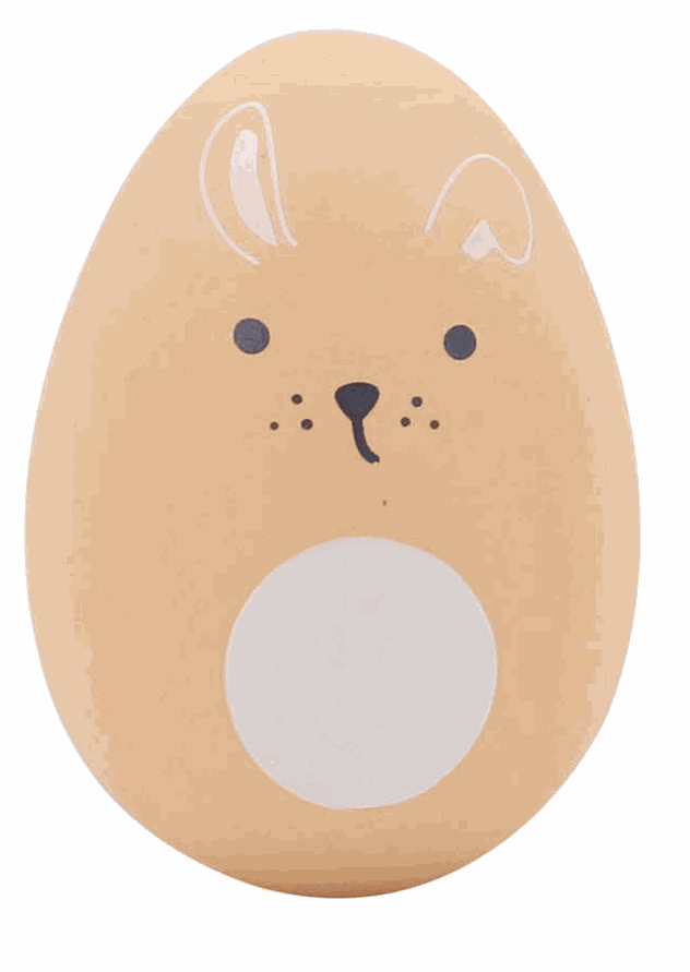 Wooden shake egg toy with animal face for toddlers aged 18 months and up