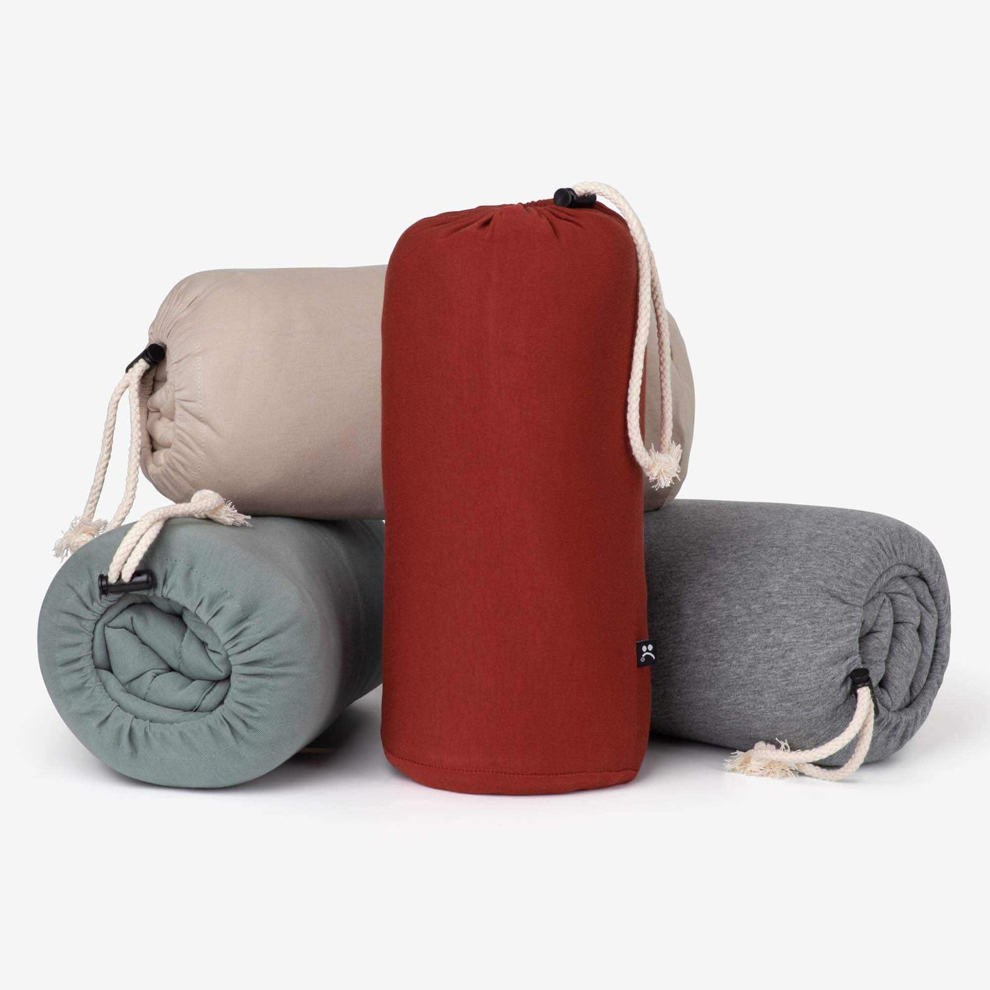 Rolled jersey quilted play mats with waterproof backing in various colors