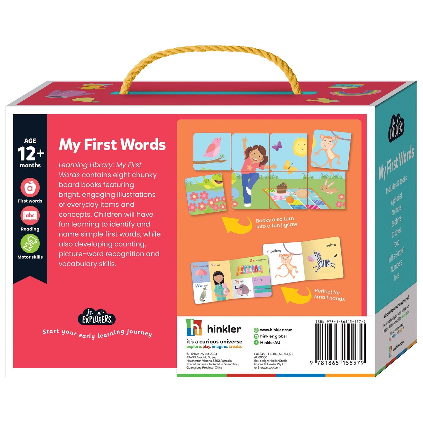 First Words Learning Library board books for toddlers with colorful illustrations and vocabulary development features