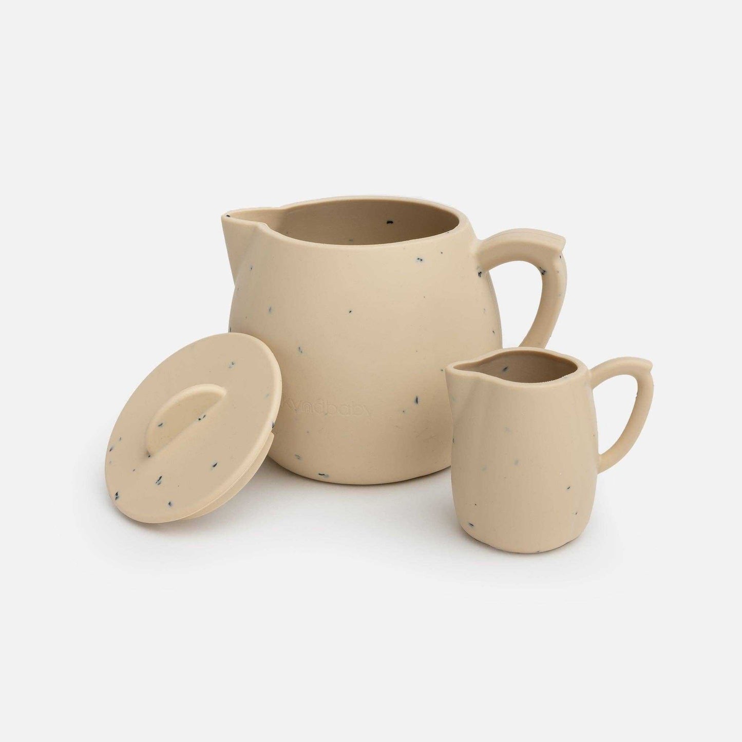Kynd Silicone Tea Party Set beige food-grade silicone pitcher and creamer for kids safe durable imaginative play