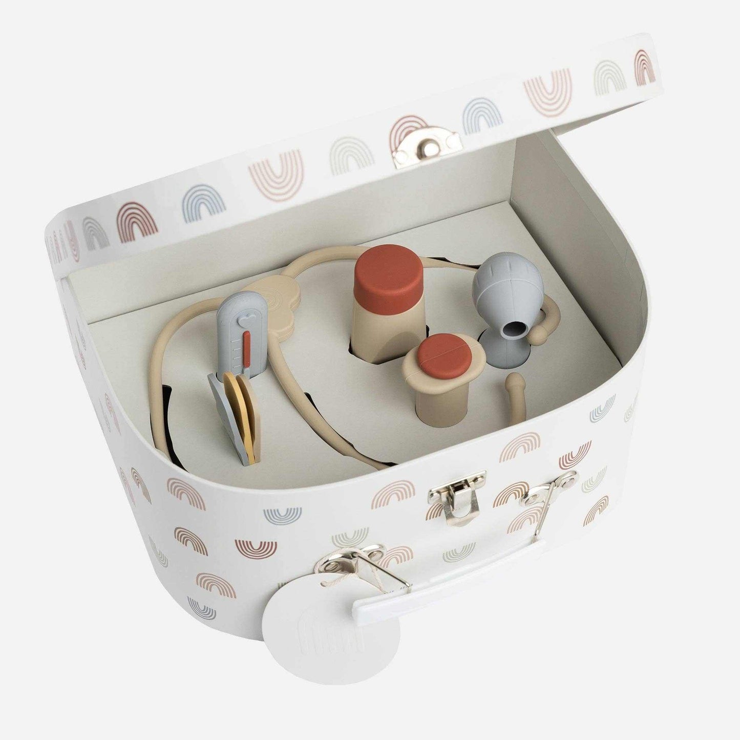 Kynd Silicone Doctors Set with food-grade silicone medical toys in cardboard suitcase packaging for kids aged 3+