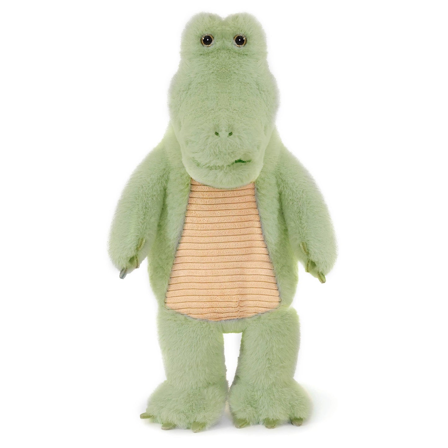Rocco the Croc soft toy plush with weighted beads and fuzzy green polyester design for toddlers and kids