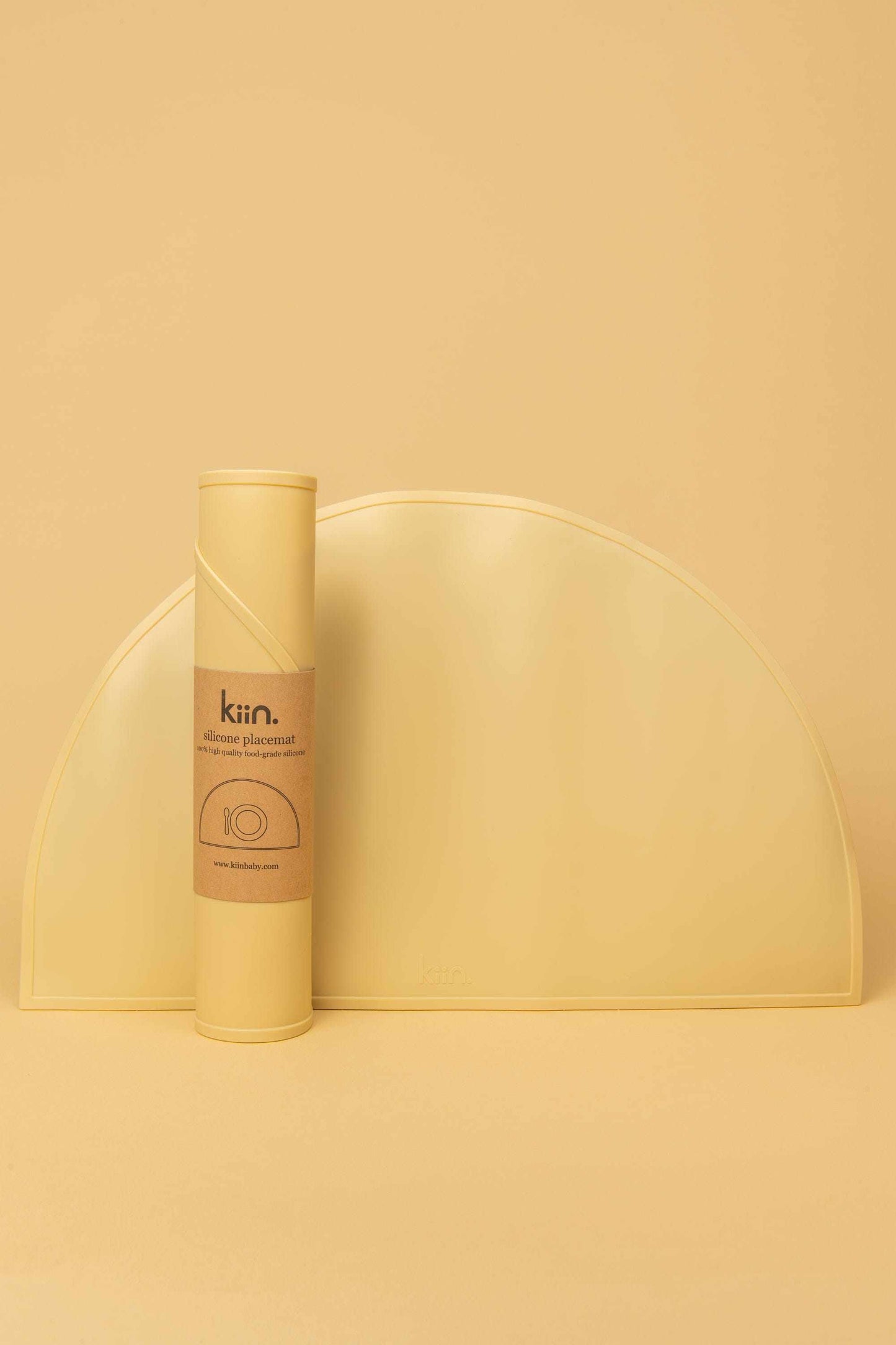 Kiin Silicone Placemats large food-grade silicone yellow water-repellent dining mat rolled and flat