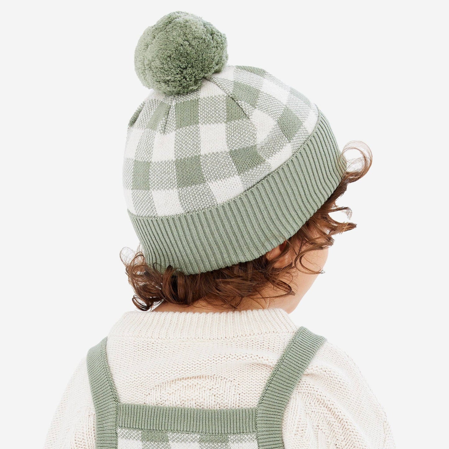 Kynd Jacquard Knit Beanie - Sage Gingham