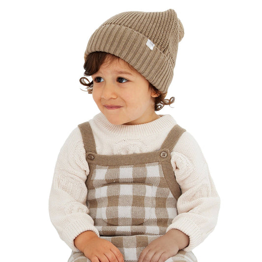 Kynd Chunky Rib Knit Beanie  - Caramel Marle