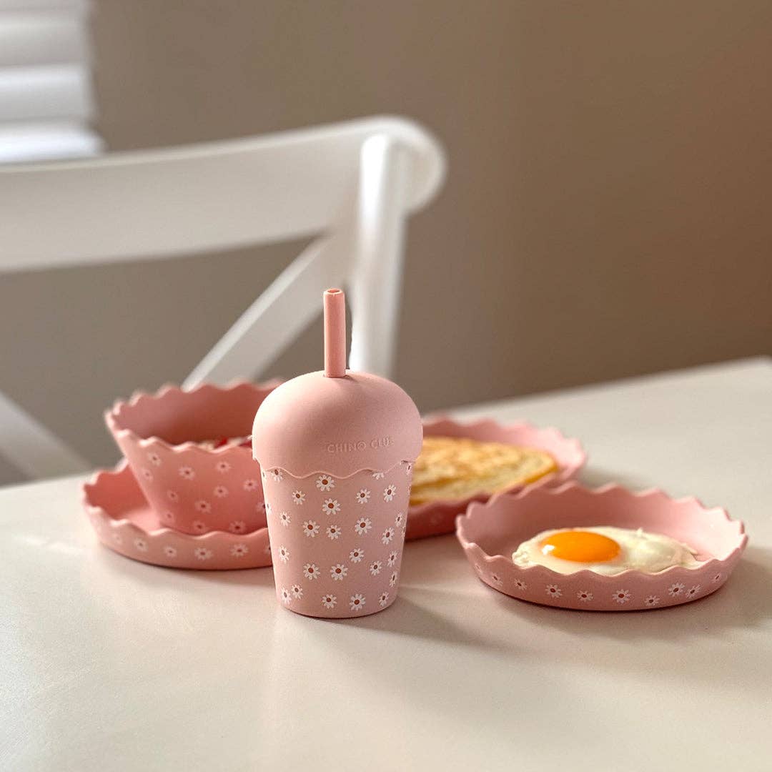 Pink Daisy Mini Smoothie Cup & Straw 200ml