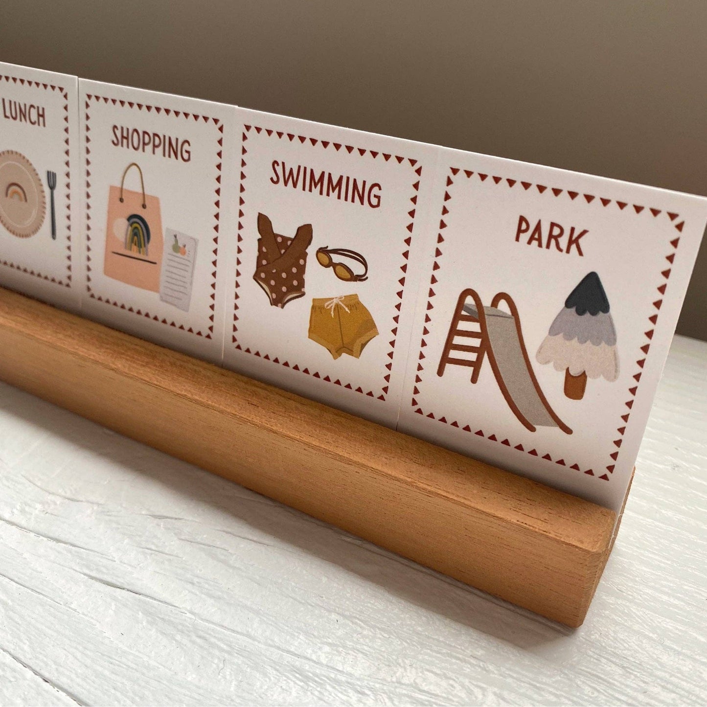 Mini Daily Routine Cards & Timber Stand Set