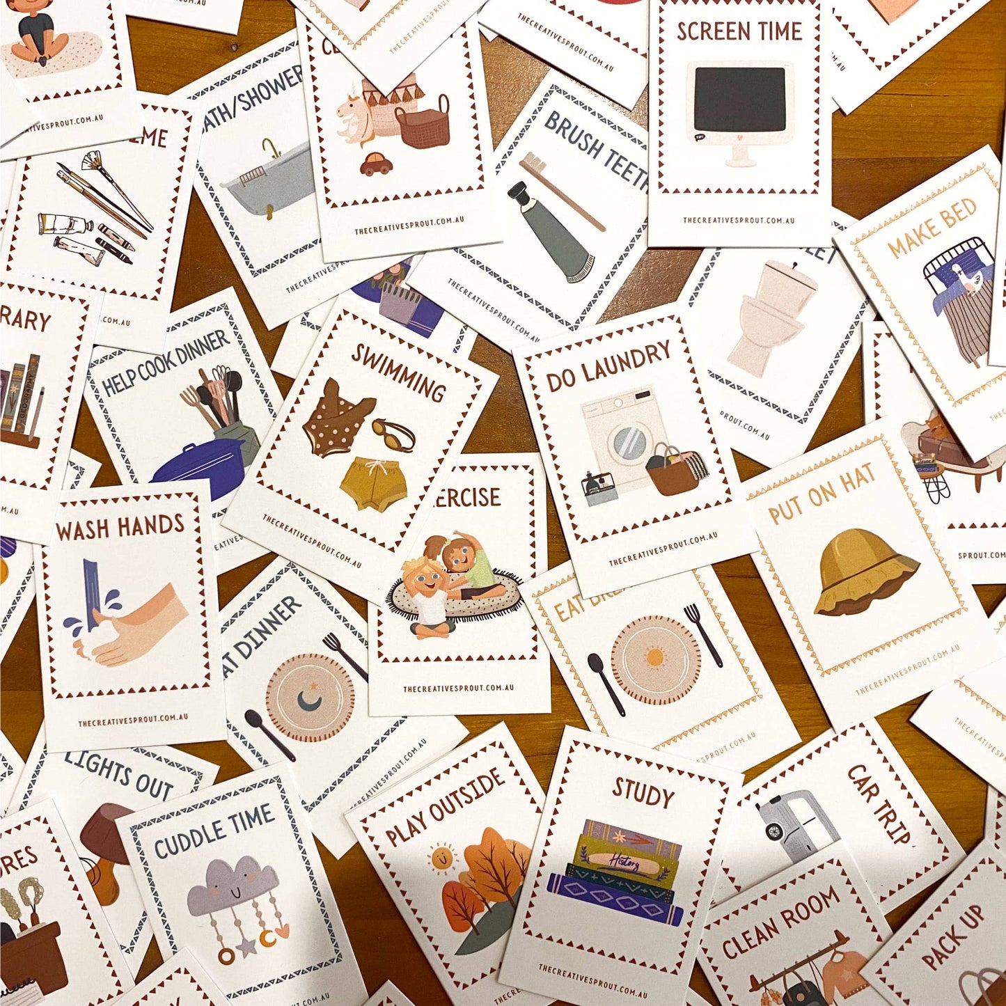 Mini Daily Routine Cards & Timber Stand Set