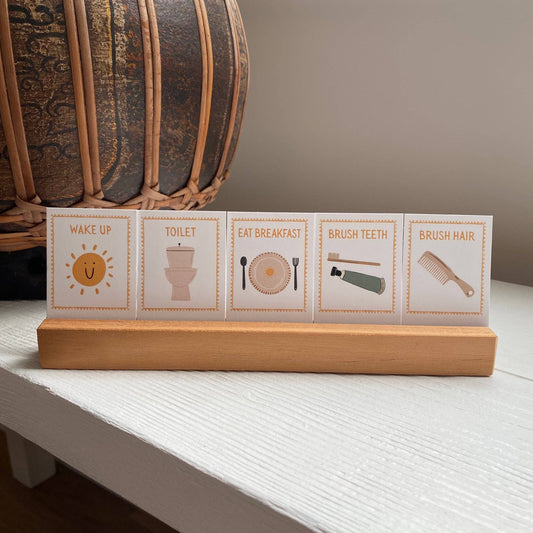 Mini Daily Routine Cards & Timber Stand Set