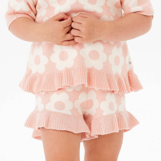 Kynd Jacquard Knit Frill Short - Pearl