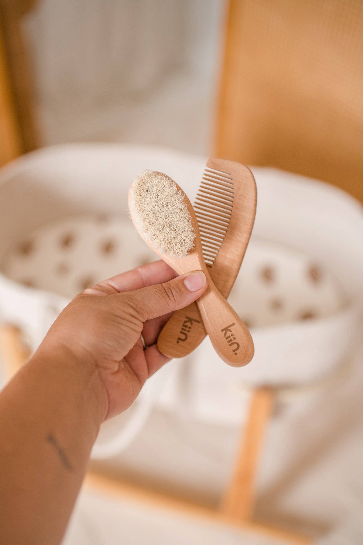 Kiin Wooden Baby Brush + Comb Set