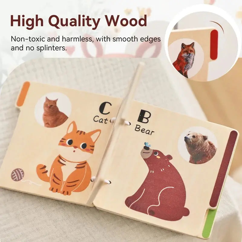 Wooden Baby Animal Learning Cards - Montessori Fun Kids Toy Shop