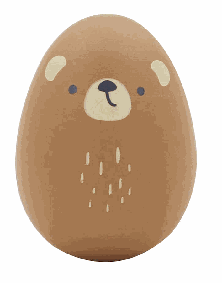 Wooden shake egg toy with bear face for toddler music play