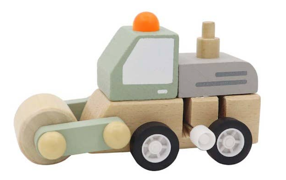 Wooden Wind-up Construction Trucks