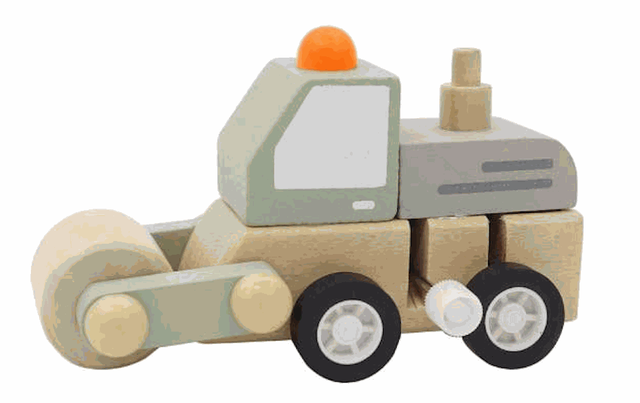Wooden Wind-up Construction Truck toy with realistic design and vibrant colors for imaginative play