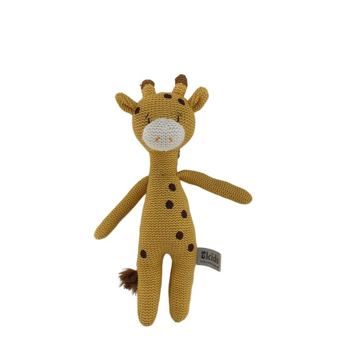 Gemma the Giraffe Rattle knitted eco-friendly cotton baby toy 25cm