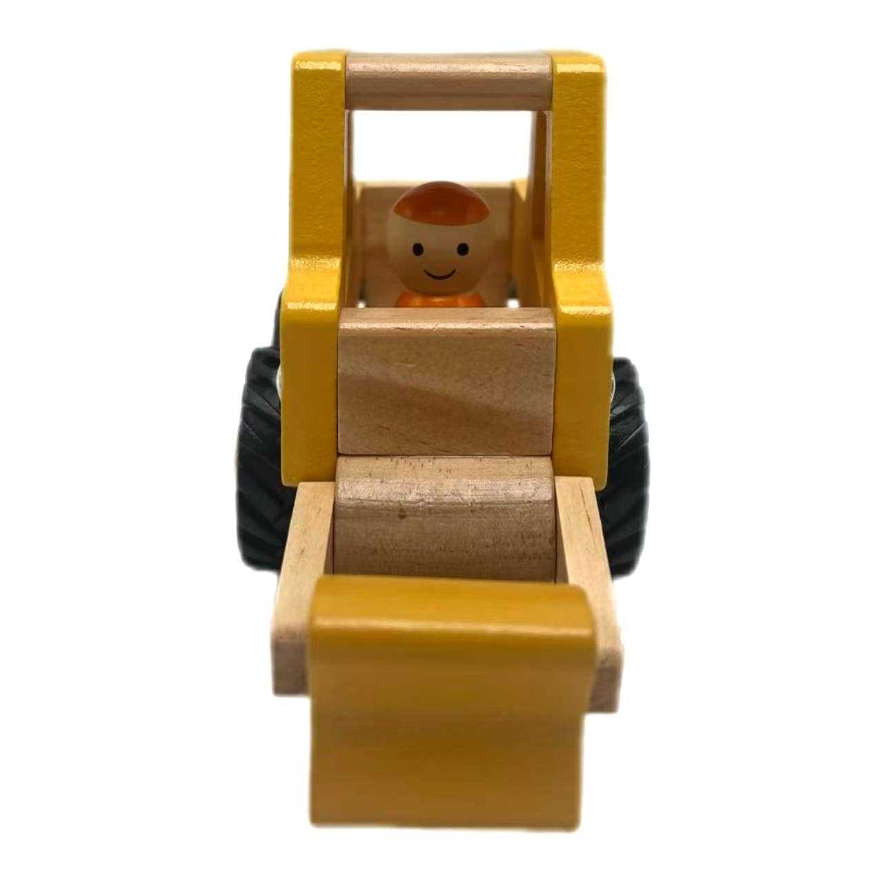 Wooden Digger toy with moving scoop and wooden figure for imaginative play