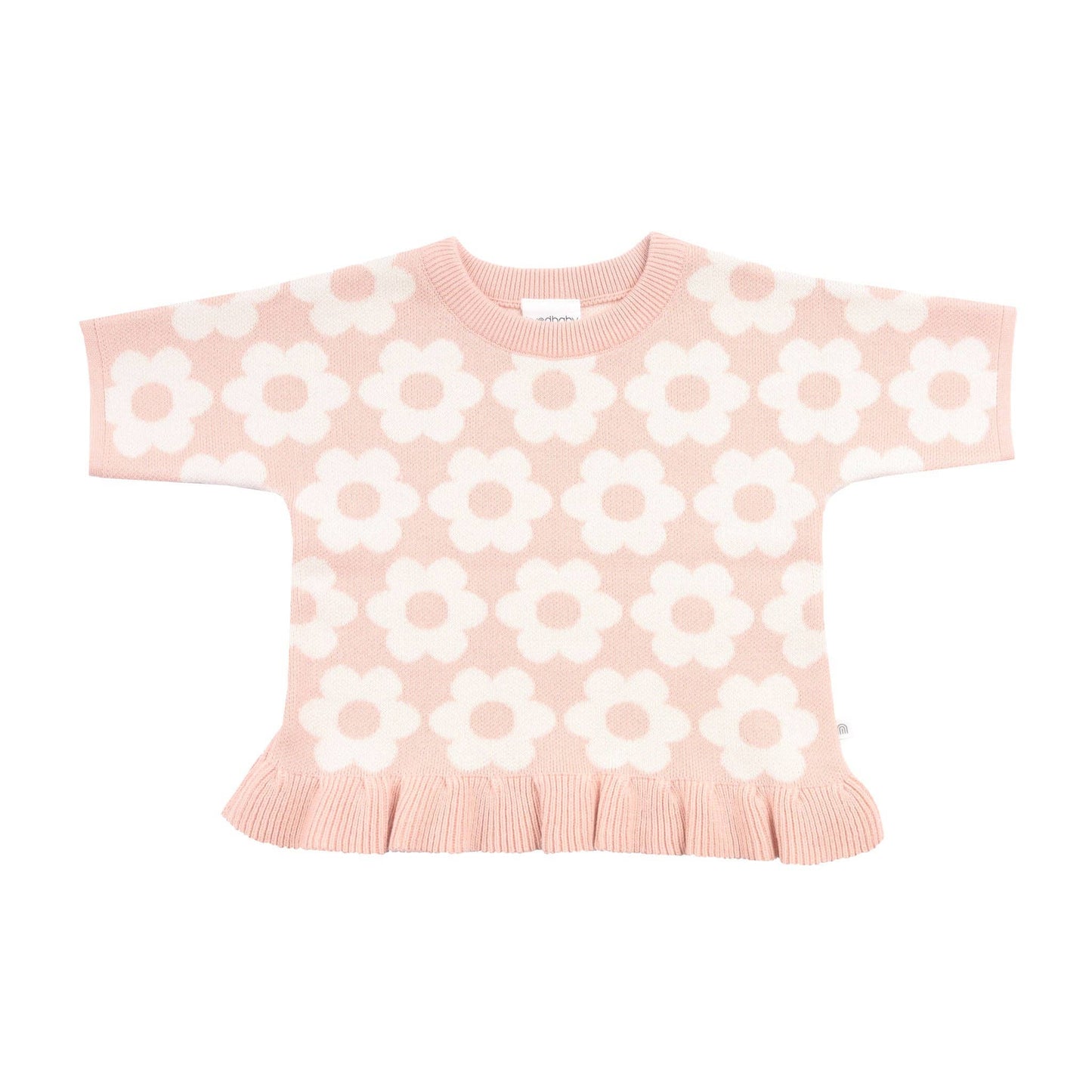 Kynd Jacquard Knit Frill Tee - Pearl