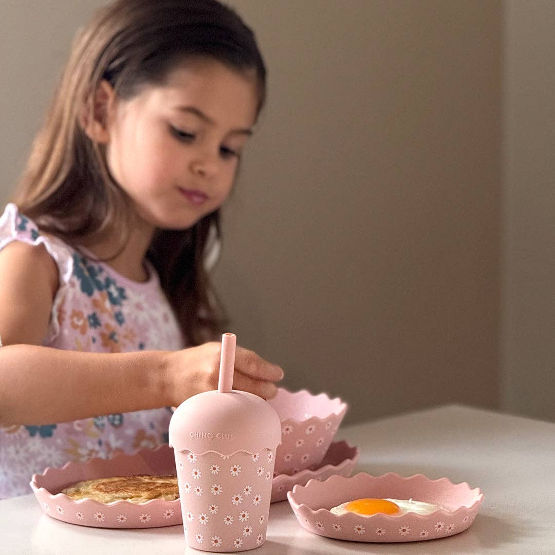 Pink Daisy Mini Smoothie Cup & Straw 200ml